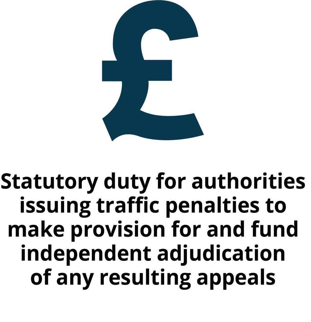 Authorities that enforce traffic penalties have a statutory duty to make provision for and fund independent adjudication of any resulting appeals