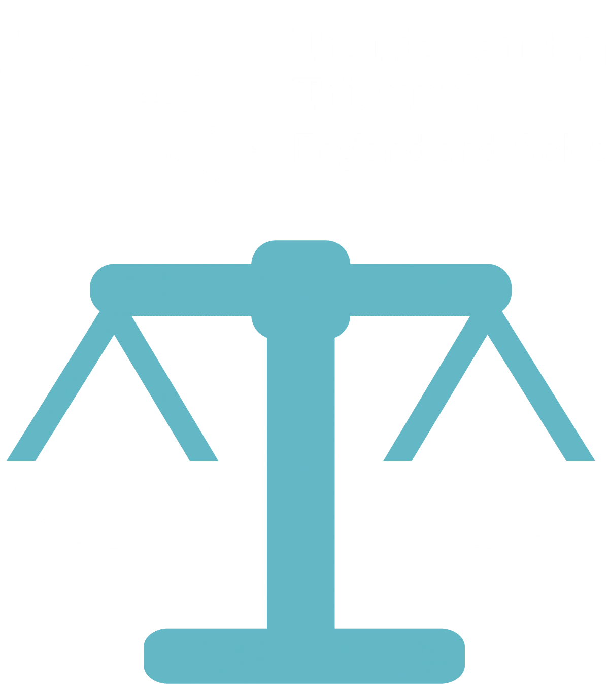 Icon of Justice Scales in blue and white with Traffic Penalty Tribunal Logo on top
