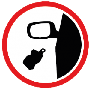Littering from vehicles sign with litter being thrown out of a car