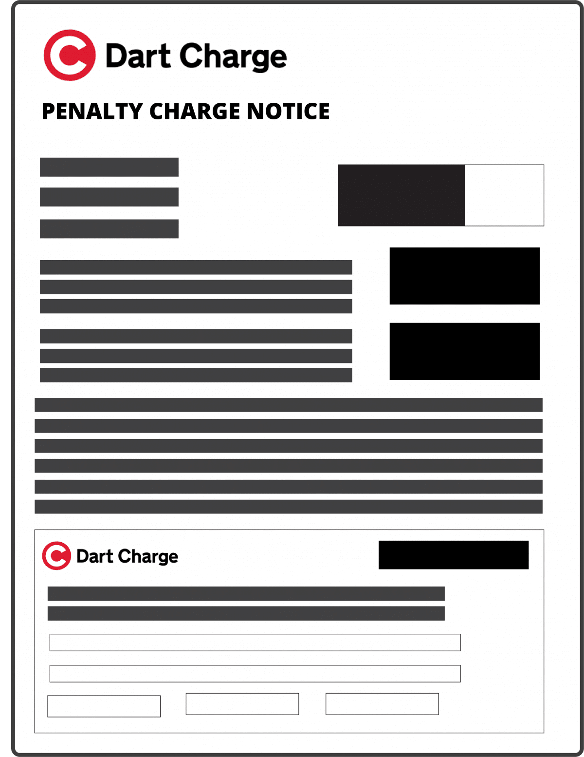 Graphic showing a Dart Charge Penalty Charge Notice (PCN)