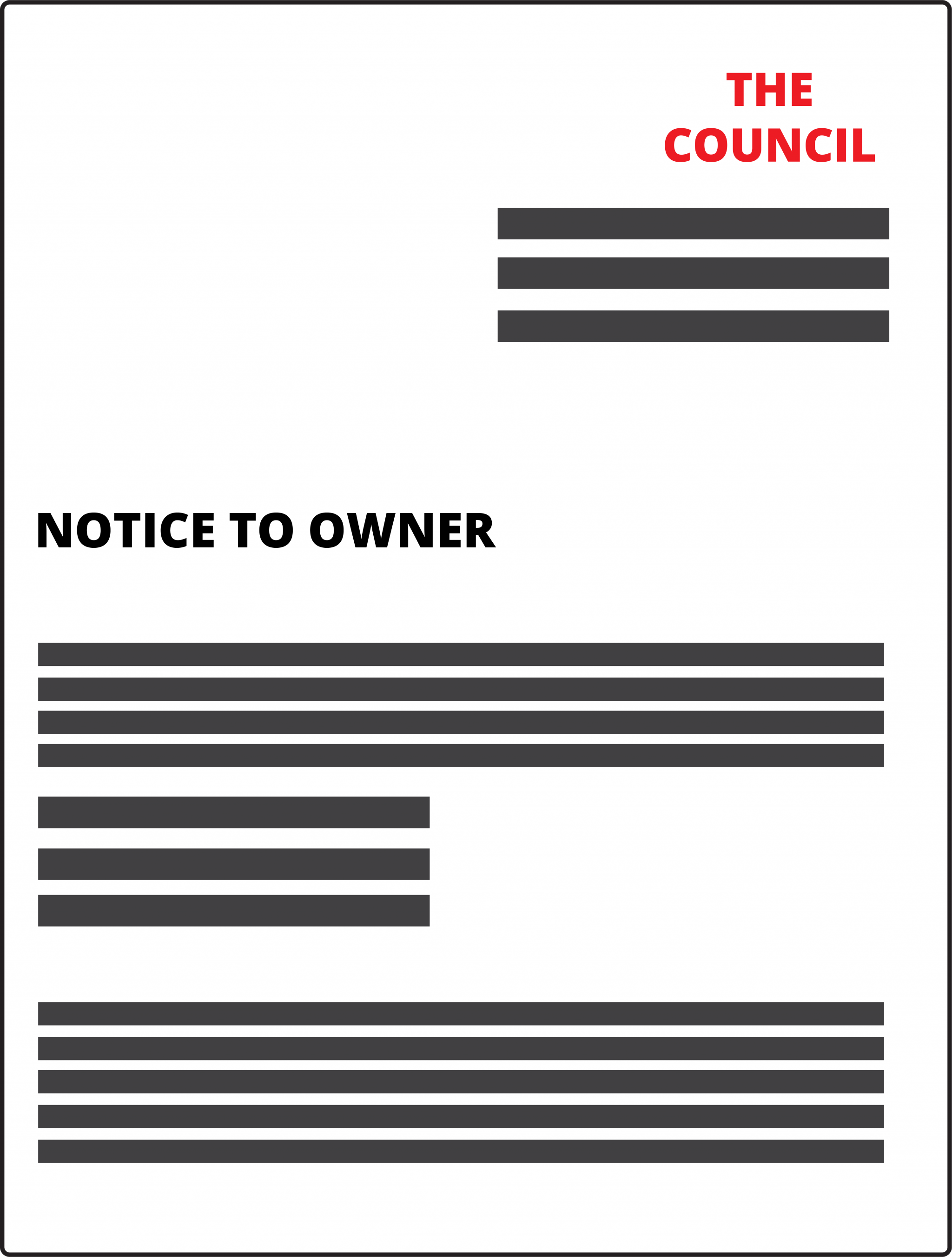Icon showing a Notice to Owner Icon showing a Notice to Owner