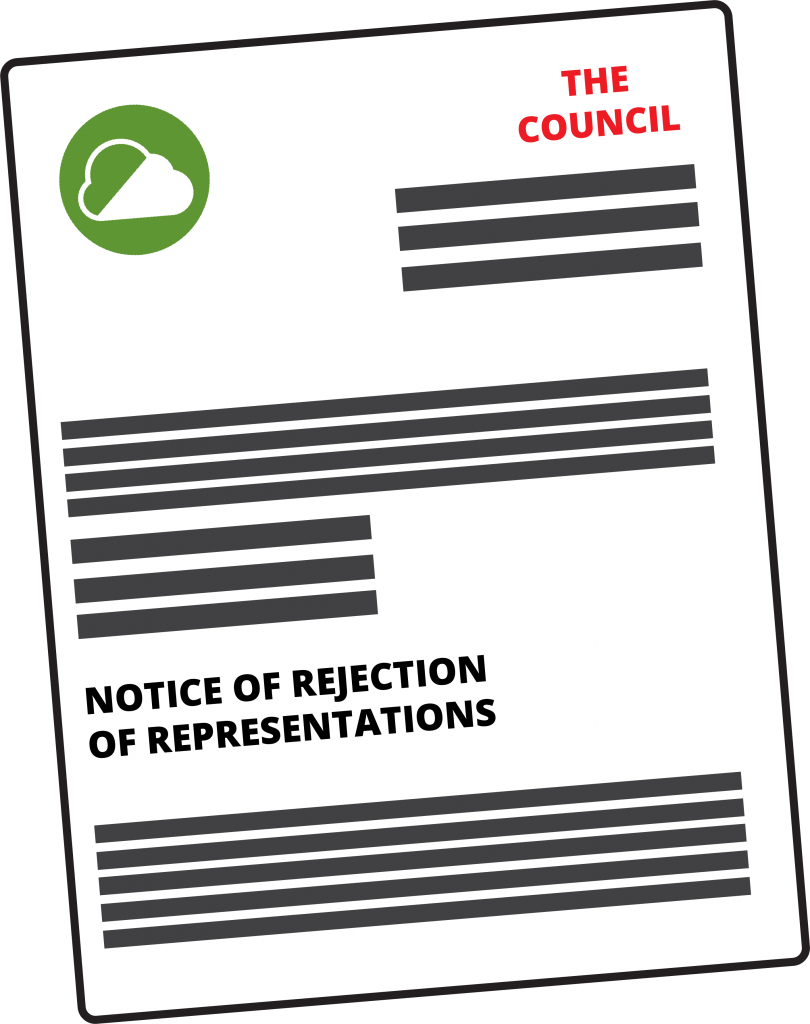 Graphic showing a Clean Air Zone Notice of Rejection of Representations