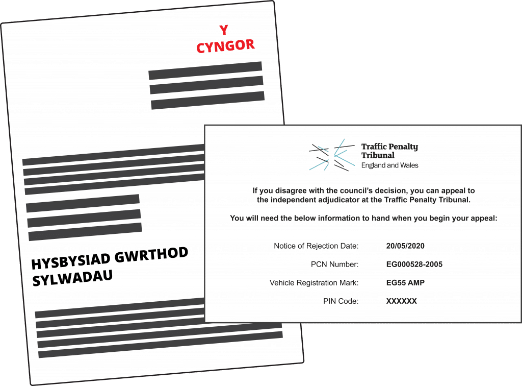 Graphic showing a Welsh Notice of Rejection of Representations and appeal information