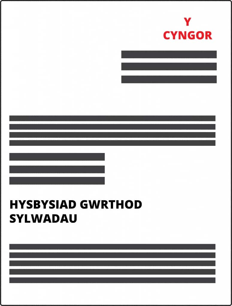 Graphic showing a Welsh Notice of Rejection of Representations