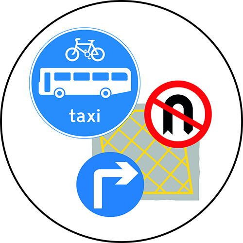 Icon showing moving traffic signs
